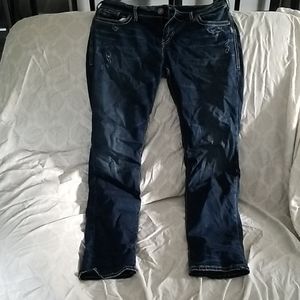 Silvers Suki straight distressed dark denim